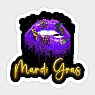 Carnival Funny Mardi Gras Lips Queen Sticker